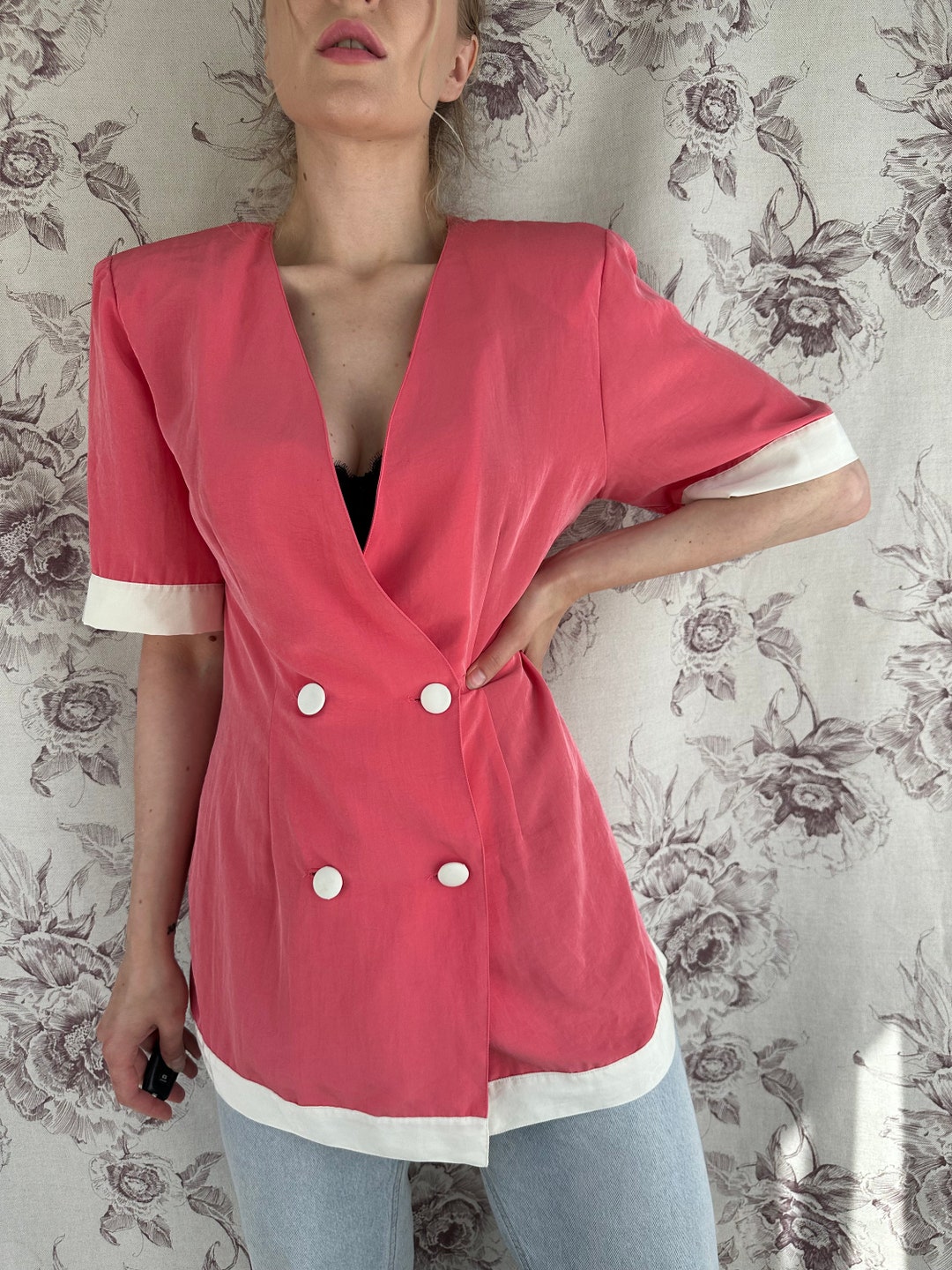 Vintage Pink Made in Jamaica Plaid Sleeveless Blouse PLUS