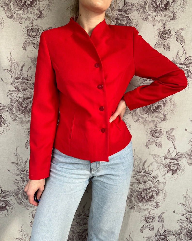 blazer rouge vintage, veste pour femme élégante image 2