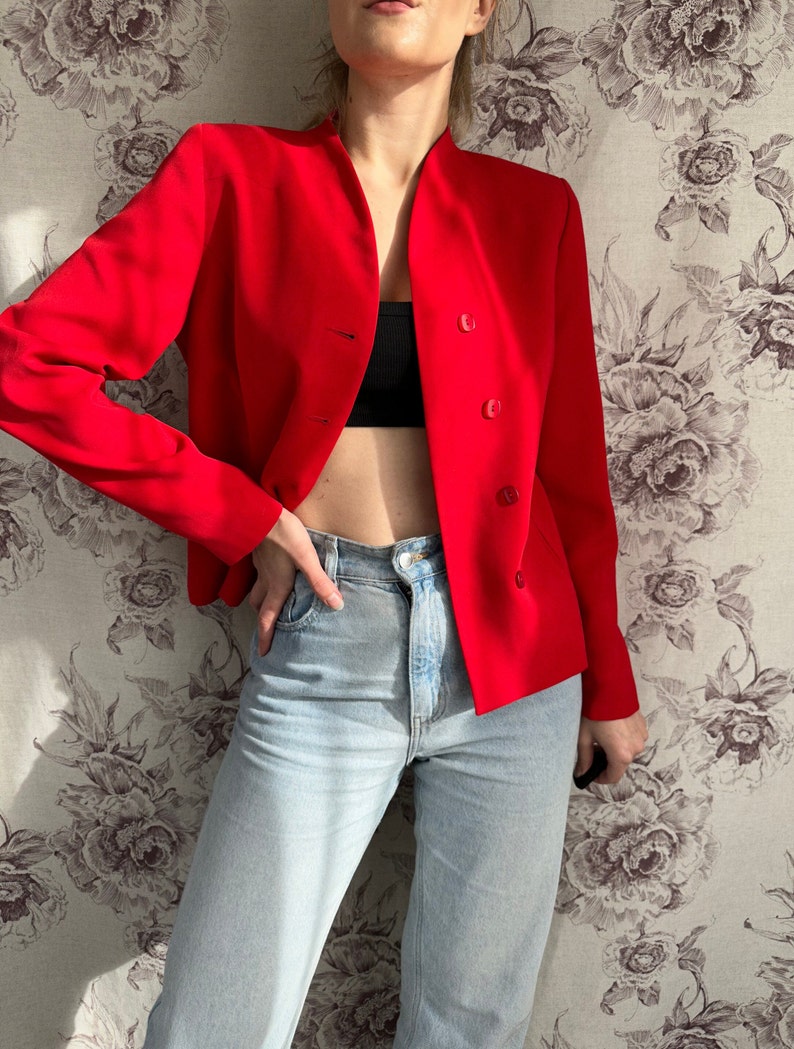 blazer rouge vintage, veste pour femme élégante image 6