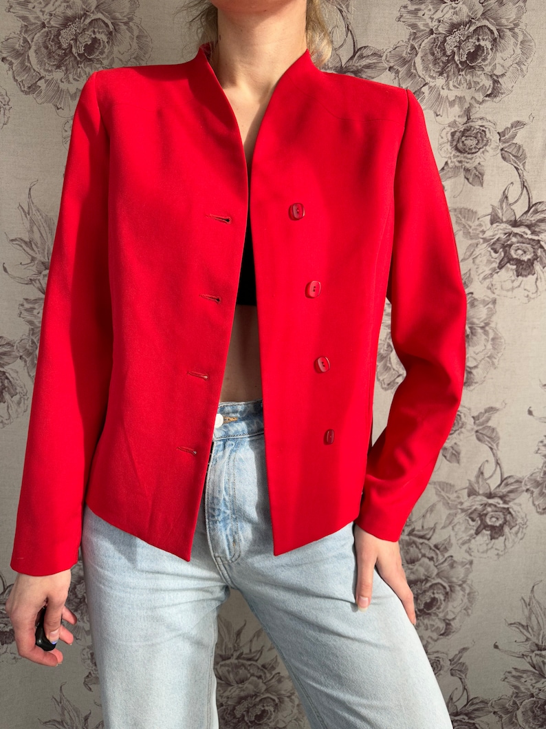 blazer rouge vintage, veste pour femme élégante image 3