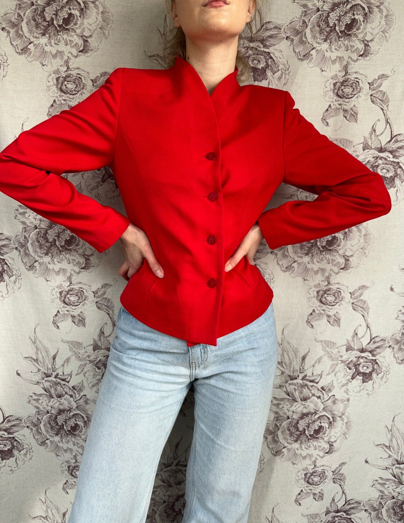 blazer rouge vintage, veste pour femme élégante image 4