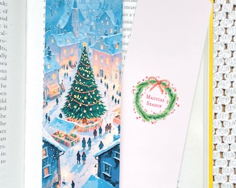 Snowy Christmas Bookmark: Double-Sided Festive Illustration