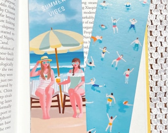 Summer Vibes Bookmark: Double-Sided Illustrated, Laminated Bookmark