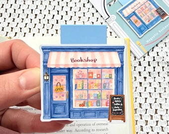 Cosy Bookshop Magnetic Bookmark | Hand-Drawn Illustration, Reading Accessory