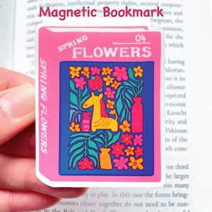 Segnalibro magnetico con fiori primaverili disegnati a mano: regalo per gli amanti dei libri