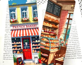 French Bakery Bookmark: Double-Sided Illustrated, Laminated Bookmark | Book Lover Gift