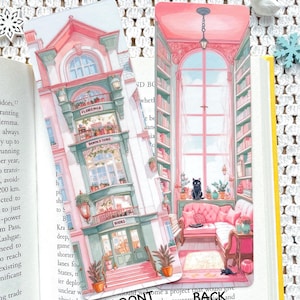 Cozy Bookstore Bookmark | Double-Sided Illustrated Bookmark | Book Lover Gift | Perfect for Bookworms