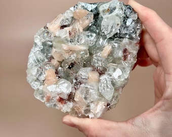 Apophyllite and Peach Stilbite on Chalcedony | Crystal Specimen Collection