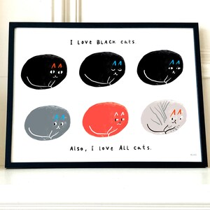 Black cat, fine art print, animal love, fun, funny, wall decor