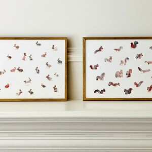 Wall Art Set, conjunto de 2, amor animal, impresión minimalista de bellas artes, arte para el dormitorio y la sala de estar de los niños