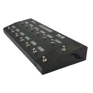 Könnte beinhalten: Schwarzer Fußregler mit 12 Fußschaltern und einem kleinen LCD-Bildschirm. Der Regler ist mit "FC-12 Professional Foot Controller" beschriftet.