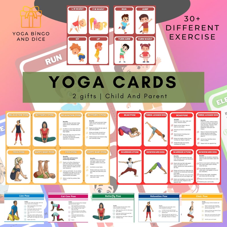 Kids Yoga Cards Yoga Flashcards Calm Down Activity Kids Etsy
