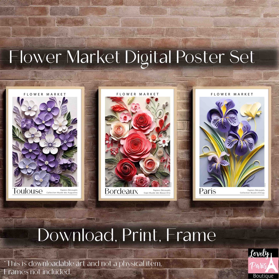 Flower Market Artwork Set of 3 | Instant Art Downloads Inspired by ...