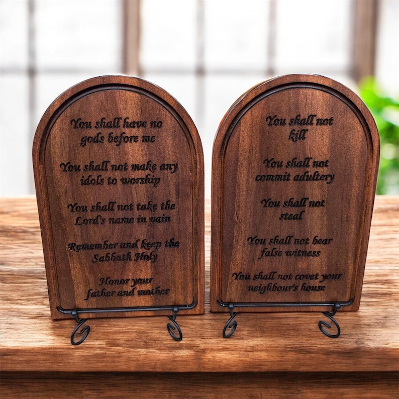 The Ten Commandments | Carved Wooden Plaques - Etsy
