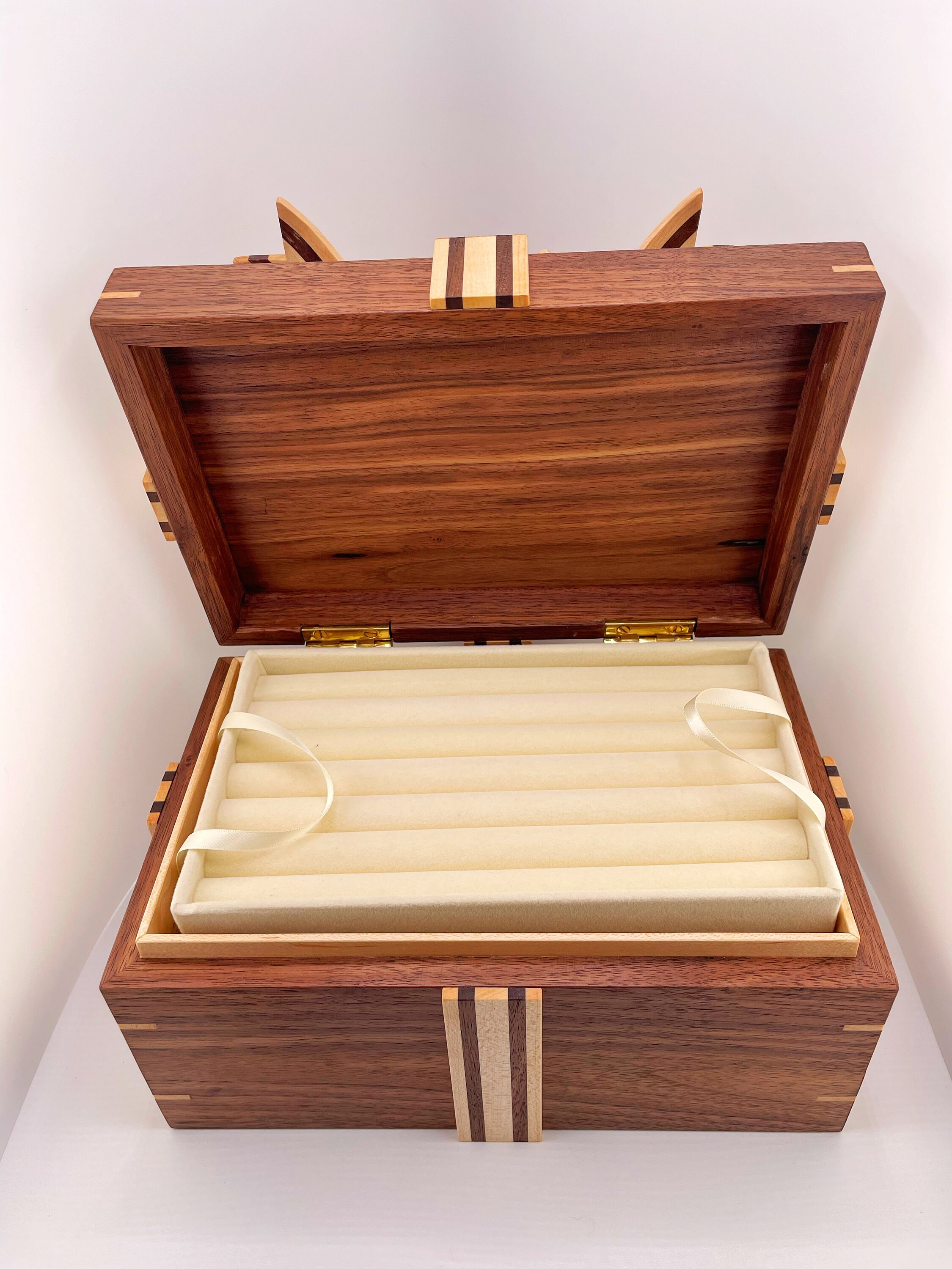 Wooden Ribbon Jewelry Box Handmade Walnut and Maple Jewelry Etsy