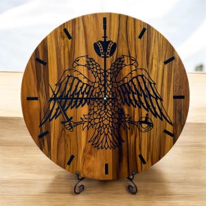 Byzantine Orthodox Christian Double Headed Eagle Wall Clock