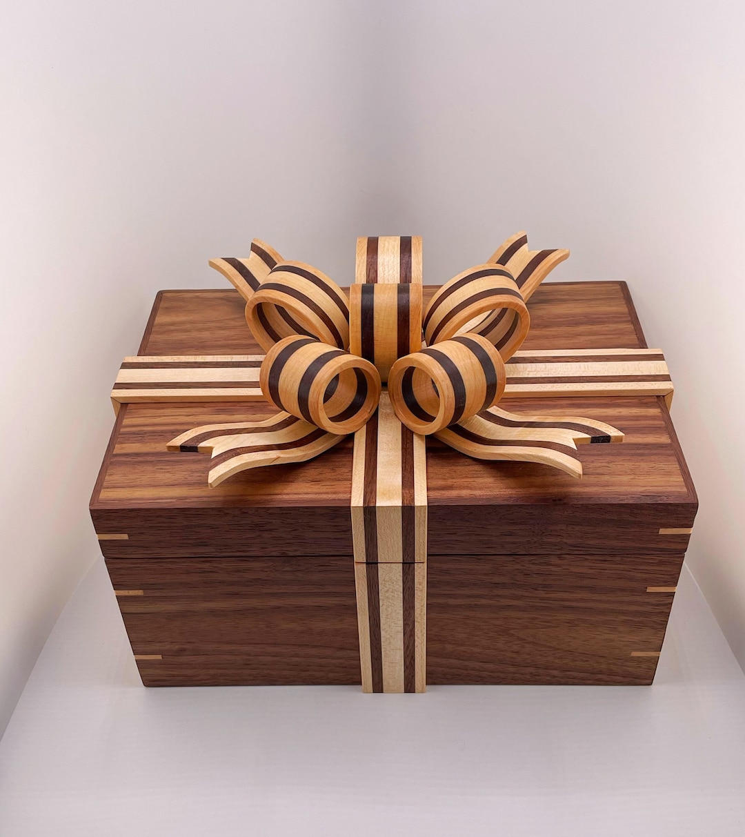 Wooden Ribbon Jewelry Box Handmade Walnut and Maple Jewelry Etsy
