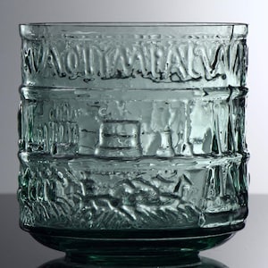 Roman Circus Beaker showing a Chariot Race (047d in blue-green glass)