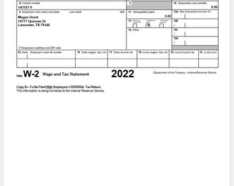 Plantilla W-2 editable: comprobante de ingresos