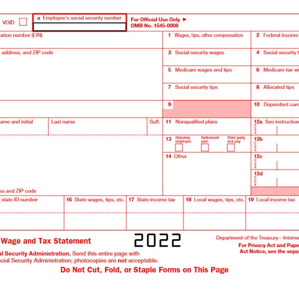 W2 Forms(2022)EDITABLE Plus W3 Transmittal Form PDF
