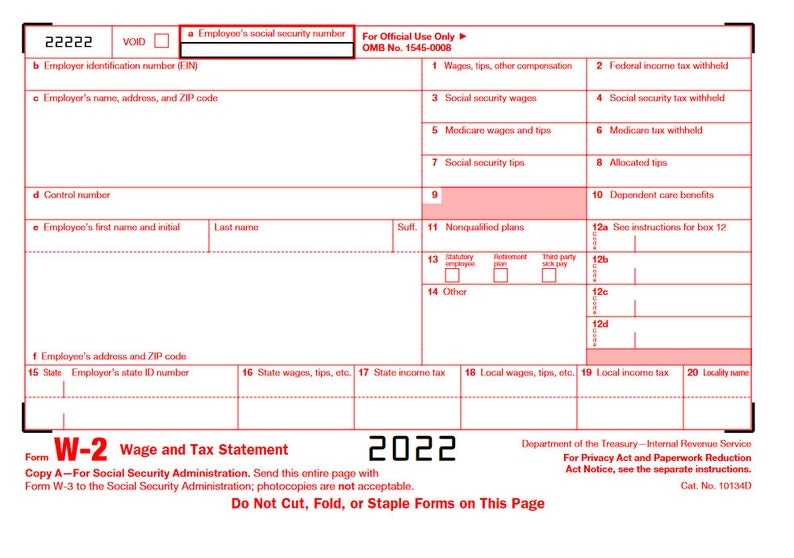 W2 Forms2022editable Plus W3 Transmittal Form PDF Etsy