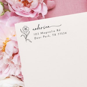 Floral address stamp | Home address stamp | Gardening gift | Save the date stamp | Mother's day gift | Custom stamp | Plant lover gift