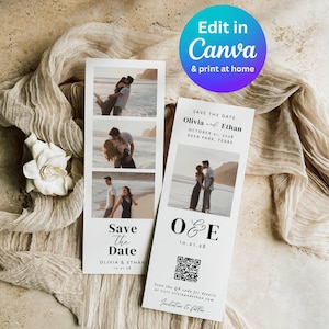 Modello Canva Save the Date, strisce di foto Save the Date, modello di invito, foto Save the Date, modello di matrimonio, modello modificabile fai da te