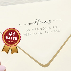 Modern return address stamp | Wedding Stamp | Housewarming Gift | Save the date | Self ink stamper | Wood handle