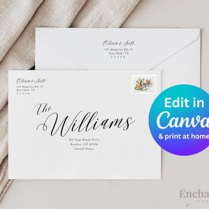 カリグラフィー封筒テンプレート、Canvaテンプレート、住所ラベル、封筒デザイン、編集可能なテンプレート、結婚式用テンプレート、結婚式用封筒