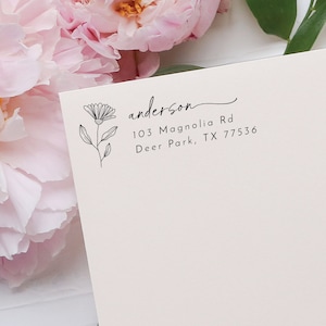 Floral address stamp | Home address stamp | Gardening gift | Save the date stamp | Mother's day gift | Custom stamp | Plant lover gift