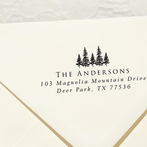 Trees address stamp | Address stamp tree | Custom address stamp | Return address stamp | Wedding stamp | Camp wedding | Mountain wedding