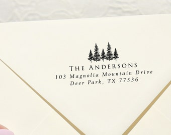 Trees address stamp | Address stamp tree | Custom address stamp | Return address stamp | Wedding stamp | Camp wedding | Mountain wedding