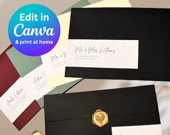 Canva address labels template, Wedding template, Wedding envelopes, Return address labels, Envelope address, address stickers template