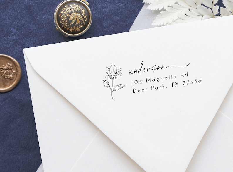 Floral address stamp Home address stamp Gardening gift Save the date stamp Mother's day gift Custom stamp Plant lover gift image 9