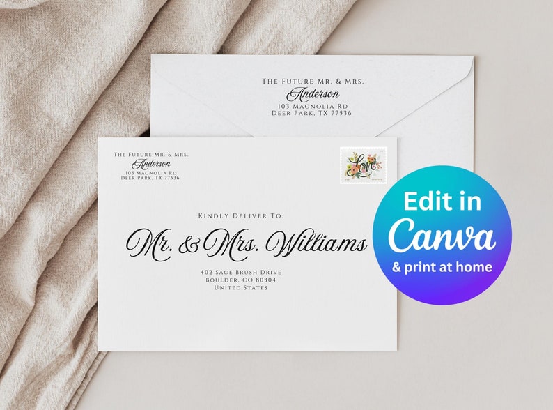 Canva template for envelopes