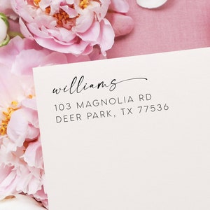 Modern return address stamp | Wedding Stamp | Housewarming Gift | Save the date | Self ink stamper | Wood handle