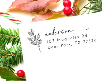 Christmas address stamp | Christmas card stamp | Housewarming gift | New home gift | Self inking stamp | Winter wedding invitation stamp