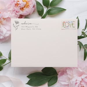 Floral address stamp Home address stamp Gardening gift Save the date stamp Mother's day gift Custom stamp Plant lover gift image 3