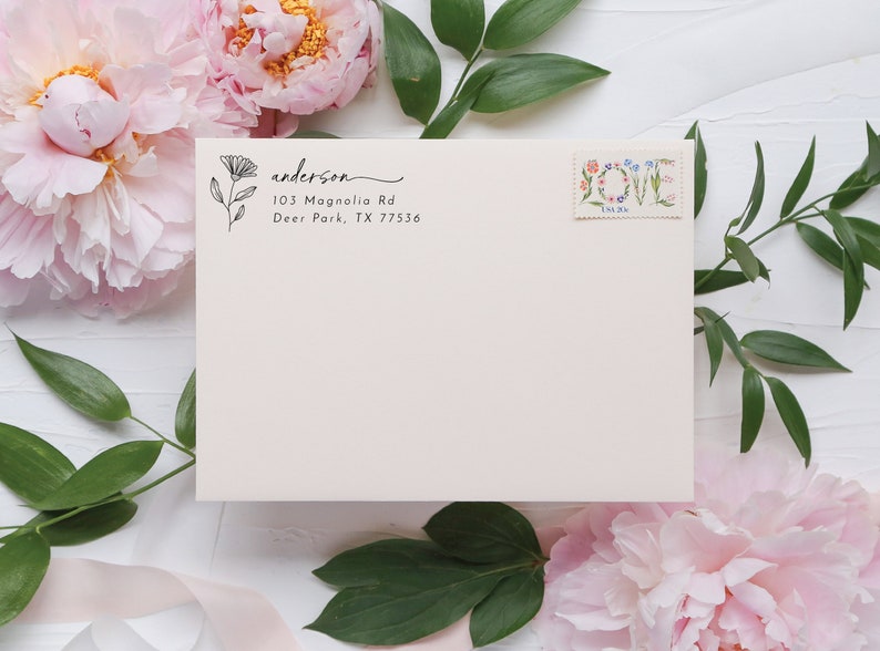 Floral address stamp Home address stamp Gardening gift Save the date stamp Mother's day gift Custom stamp Plant lover gift image 3