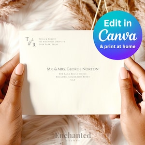Wedding Monogram Envelope Address Template, DIY address labels, Wedding template, Wedding address label, Return address, Wedding envelope