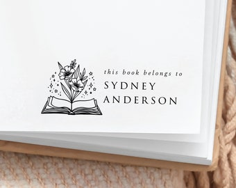 Floral library stamp | Book stamp | Book lover gift | This book belongs to stamp | Personalized gift | Self inking stamp From the library of