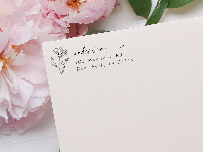 Floral address stamp Home address stamp Gardening gift Save the date stamp Mother's day gift Custom stamp Plant lover gift Design #1