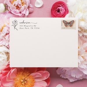 Floral address stamp Home address stamp Gardening gift Save the date stamp Mother's day gift Custom stamp Plant lover gift image 8