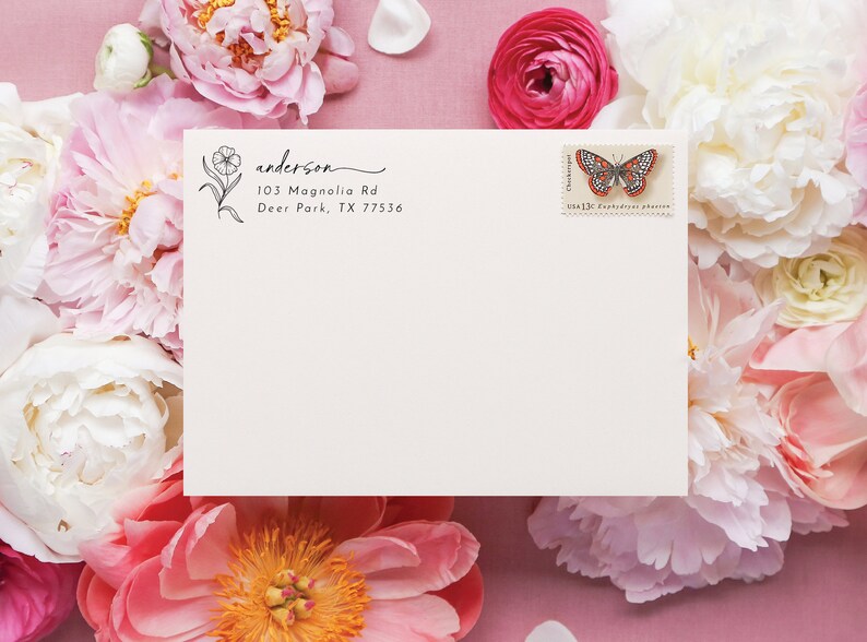 Floral address stamp Home address stamp Gardening gift Save the date stamp Mother's day gift Custom stamp Plant lover gift image 8