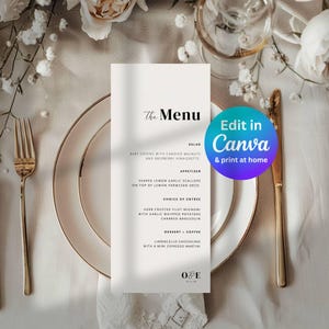 photo of a modern and minimalist wedding menu