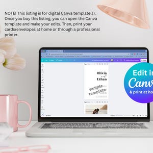 photo of a laptop computer with the Canva template on the screen