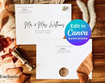Plantilla elegante para etiquetas de sobres, etiquetas de dirección para manualidades, plantilla para bodas, etiquetas de dirección para bodas, dirección de remitente, plantilla para etiquetas de direcciones de sobres
