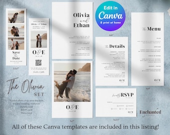 Canva Wedding Invitation Template Bundle, wedding invite, Save the date, wedding invitation card design, Canva invitations, modern wedding