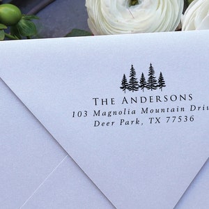 Trees address stamp Address stamp tree Custom address stamp Return address stamp Wedding stamp Camp wedding Mountain wedding image 9