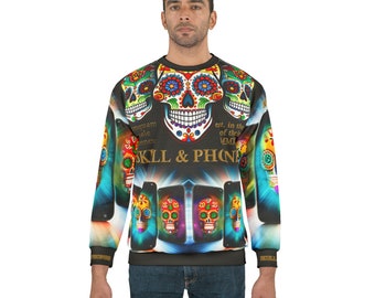 Echoes of Rebellion: The Skull & Phones Statement Sweatshirt